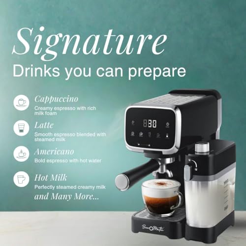 Image of Cafe Style Coffee Maker with Fresh Milk I Intuitive Touchscreen, 1350 Watts, 20 Bar Pump, 1.2 Ltr. Water Tank, Dedicated Beverage Dial for Latte, Cappuccino, Hot Milk I 1 Year Warranty