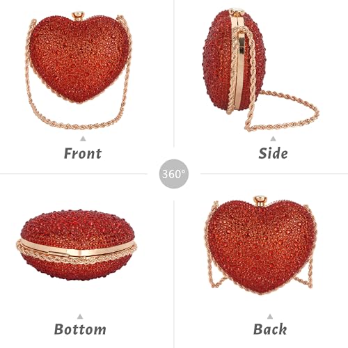 Zeph Hosea Women Heart Shaped Clutch Handbag Wedding Party Evening Bag Mini Chain Purse Cocktail Prom Tote Shoulder Bag by Zeph Hosea - Used condition - Image 4