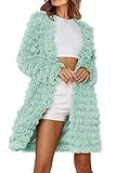 PRETTYGARDEN Women's 2024 Winter Faux Fur Jackets Fall Fashion Open Front Long Shaggy Coat Outerwear (Fruit Green,Medium)