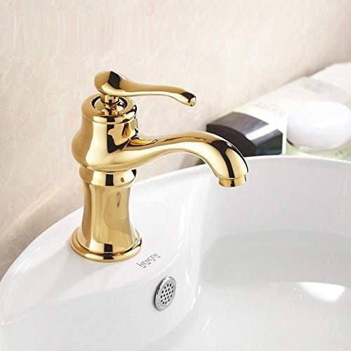 Mitigeur de lavabo anti-calcaire doré et chrome pour eau chaude