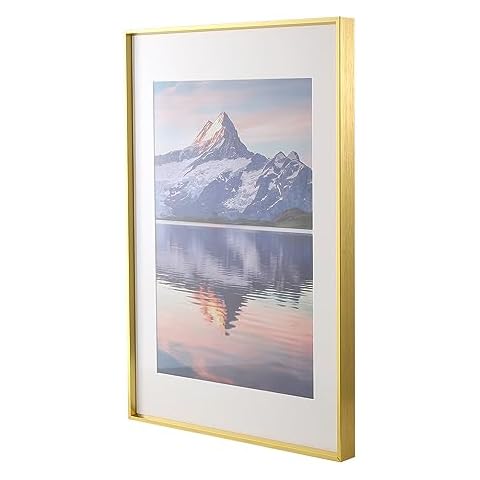 wyooxoo 24x36 Frame Gold, Premium Metal 24x36 Poster Frame with Mat for 20x30 Photo, 24 x 36 Puzzle Frame Matted to 20 x 30 Picture,Horizontal and Vertical Formats for Wall Cover