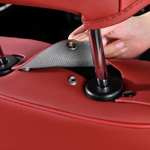 FLORICH Leather Car Seat Covers Luxury Front Car Seat Cover Automotive Car Seat Covers Waterproof Car Seat Protector Cushion Universal Fit for Most Cars Trucks SUV, Red by FLORICH - Image 6