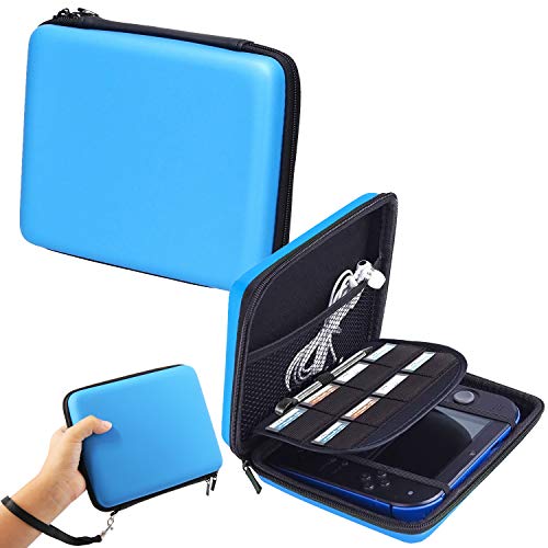 PINOWU Storage Organizer Carrying Case Compatible for Nintendo 2DS Storage Pouch Bag Case with Double Zipper and 8 Game Holders compatible Nintendo 2DS (Blue)