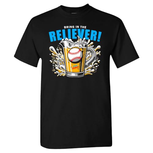 Miami - Bring in The Reliever! Relief Pitcher Parody Drinking Men's T-Shirt for Baseball Fans (Black Shirt, 5XL)