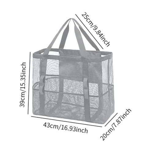 Mesh Beach Tote Bag for Travel Women Vacation Holiday Large Capacity Lightweight Foldable Nylon Mesh 16.93inchx7.87inchx15.35inch2