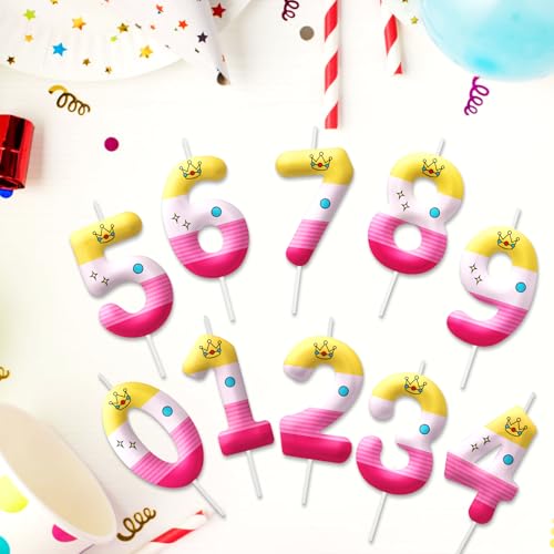Image of Pink Cartoon Birthday Candles, Number 3 Candle Pink Themed Birthday Party Supplies, 2.4 inch Birthday Candles for Cake Topper Party Decorations, Birthday Decorations for Boys Girls (Number 3)