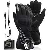 Kaedear(カエディア) 電熱グローブ バイク グローブ 冬 ヒーター 防寒 冬用グローブ バイク用グローブ オートバイ カーボン プロテクター スマホ対応 防風 裏起毛 エレクトリックサーモストリート KDR-MX-GL7WH (ブラック, L)