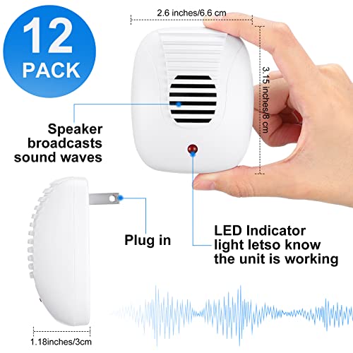 12 Pack Ultrasonic Pest Repeller Electronic Pest Repellent Ultrasonic Plug In Pest Control For Mouse Rodent Ultrasonic Pest Repellents For Indoor Outdoor Insects Spiders Roach, Safe For Human And Pet #TOP2