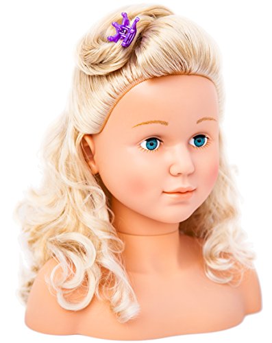 Bayer Design 90005AB Schmink- und Frisierkopf Super Model, Puppenkopf mit Haarzubehör, Make-up, zum Stylen, Blond