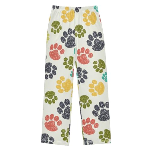 Boys' Pants Colorfulpaw Cat Dog Footprint Long Bottoms Jogger Pants Elastic Waist Trousers with Pockets S-XL
