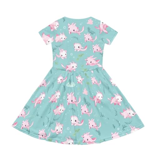 Image of Short Sleeve Dress for Girls with Pockets Cute Toddler Girl Clothes Summer 2-12