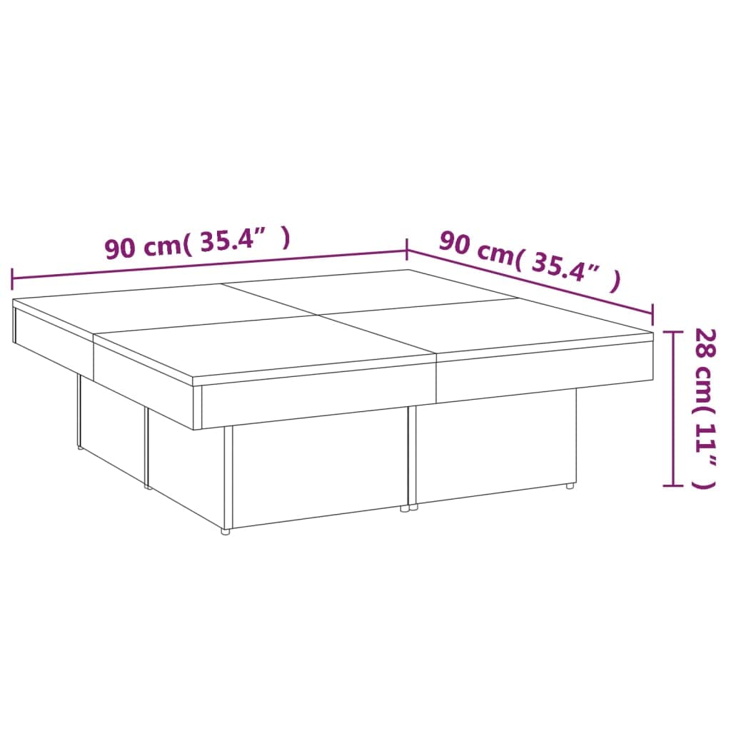 Homgoday Tavolino da salotto, moderno, per soggiorno, camera da letto, studio, incenso, 90 x 90 x 28 cm, in legno