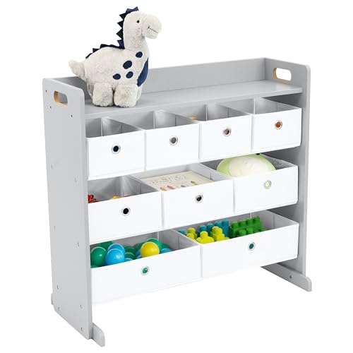 image for Humble Crew Toy Storage Organizer with Top Shelf and 9 Fabric Bins, Gr