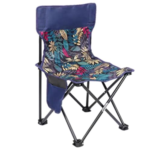 Rastapulz Silla plegable pequeña para exteriores con diseño de hojas azules, silla de picnic para camping, silla de dibujo portátil ultraligera para artistas