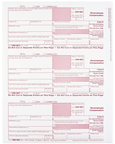1099 Nec Tax Forms 2022, And 25 Security Envelopes, 25 4 Part Laser Tax Forms Kit, Great For Quickbooks And Accounting Software, 2022 1099 Nec, 25 Pack #TOP1