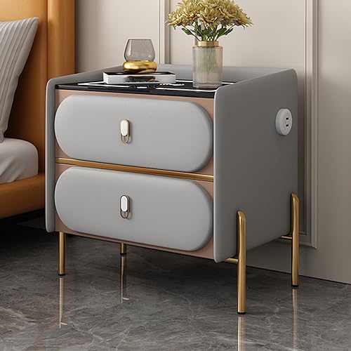 Table de chevet avec station de chargement sans fil USB et lumières LED