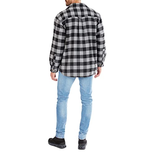 Image of Smith's Workwear Mens Zip-Front Sherpa-Lined Flannel Shirt JacketJacket