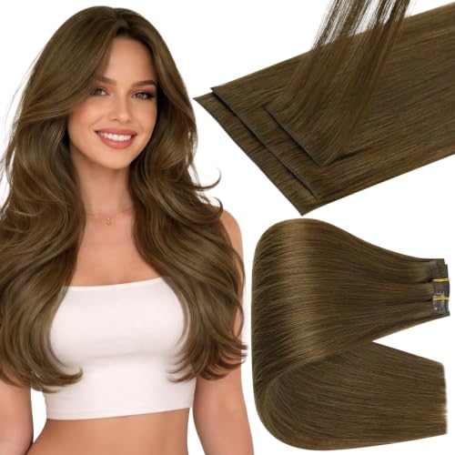 Image of Full Shine Invisible Clip in Hair Extensions, Brown, 22 Inch 130g 6Pcs