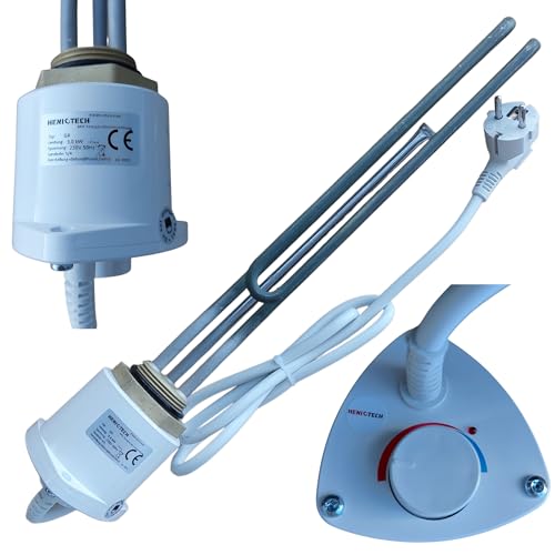 PAG Turbo GmbH® - Heizstab mit Thermostat 230V mit 2kW oder 3kW Heizelement Heizpatrone 5/4' - 6/4' (3kW - 5/4')