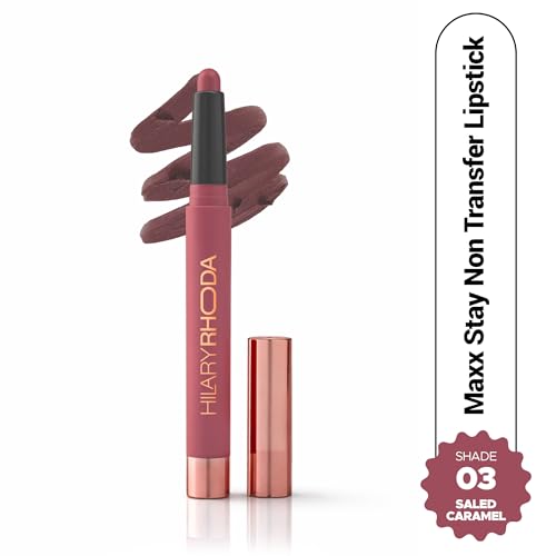 Image of Hilary Rhoda Maxx Stay Non Transfer Lipstick | Matte Finish & Transfer-Proof | 16-Hour Stay | Creamy Finish & Smudge Proof | Crayon Lipstick - 1.5g (Salted Caramel - Shade 03)