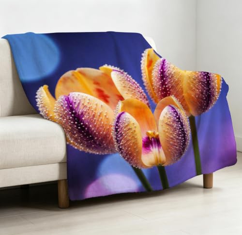 Couverture Polaire Tulipes 3D 240x260 cm pour lit et canapé