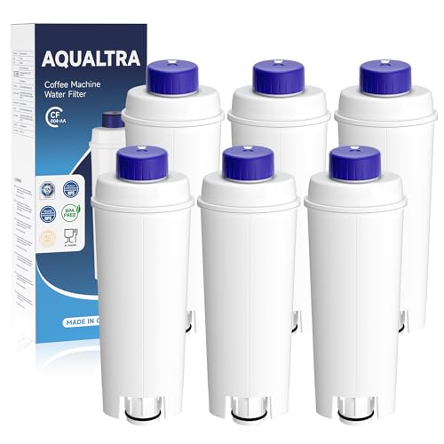AQUALTRA Filtre à Eau pour Café Compatible avec pour DLSC002, SER3017 & 5513292811, Compatible avec ECAM, ESAM, ETAM, BCO, EC-Serie (6 Pièces)