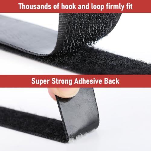 Image of 32Ft *1 Inch Hook and Loop Tape with Adhesive Back, Heavy Duty Double Sided Adhesive Strips, Strong Sticky Strips Roll for Home /Office /School /Car, Black