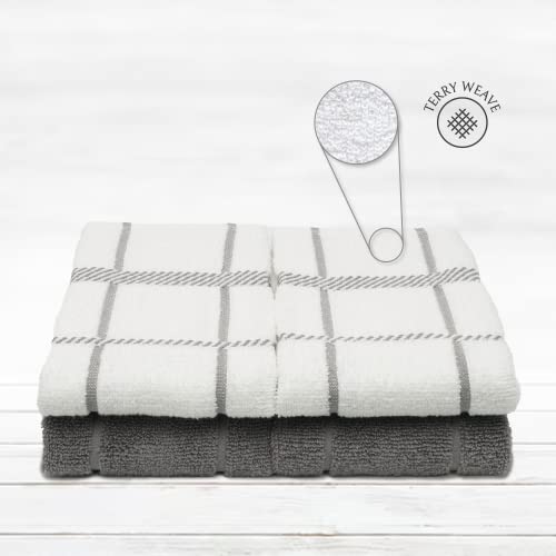 Mellow Buff 100% Cotton Terry Dish Towels, 4 Pack 16 X26 Inches, Super Soft And Absorbent, Perfect For Kitchen Cleaning And Dish Washing | Light Gray … #TOP2