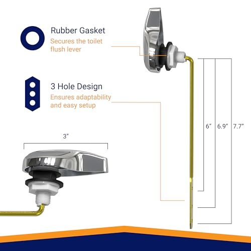 Image of Front Mount Toilet Handle Replacement, Compatible with American Standard, Kohler, TOTO, Gerber and Most Front Mount Toilet Tanks - Polished Chrome