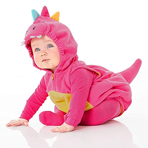 Newborn Baby Girls Boys Dinosaur 𝐂ostume Cute Halloween Romper Sleeveless Zip Up Onesie Fleece Hooded Bodysuit4