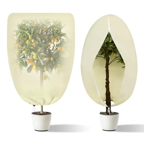 iophi Zepphi Copertura Termica per Piante Invernali, Protezione Antigelo per Giardino, Balcone e Vasi - Resistente a Neve, Vento e Freddo Estremo - con Cerniera e Cordino Regolabile (80 * 100cm)