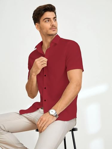 Image of TAGDO Men's Casual Shirt|| Solid Shirt|| Half Sleeve (5160)