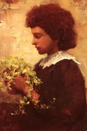 Peinture à l'huile The Little Gardener William Pratt, cadeau idéal passionné de jardin