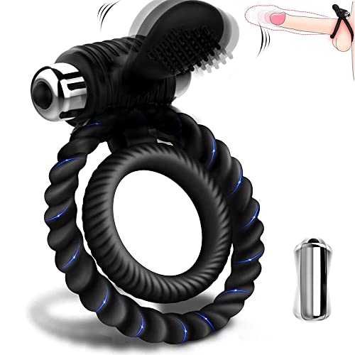Penis Ring Vibrators, 3 in 1 Sex Toys COC Rings Male Viber for Erection Enhancing, Vibrating Cock Ring Silicone Penis Ring with 10 Vibration Modes,Toys4mens UK Toys4couples Men & Women Adult Sex Toy