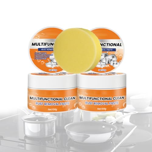 Pasta Limpiadora Multiusos para Óxido y Manchas, Pasta Eliminadora de Óxido Multiusos para Utensilios de Cocina de Acero Inoxidable (2PCS)