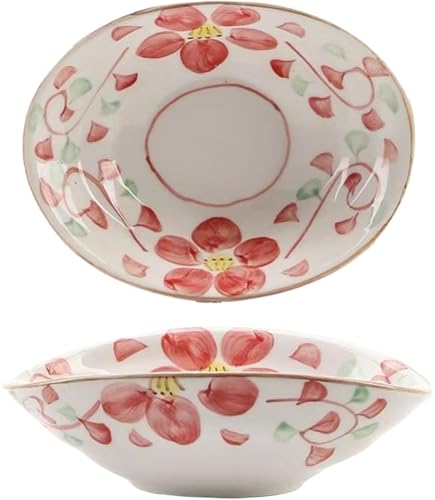 Gamire デザート鉢 盛り鉢 寿司皿 醤油皿 陶器 和風 大口径設計 セラミック 不規則な 手描きの模様 おしゃれ 丸い角 耐久性 軽量 お手入れも簡単です 食洗機対応 調味料用 カフェ レストラン 清バー屋 業務用 家庭用 (D)