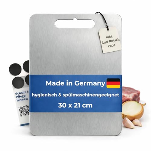 Edelstahl Schneidebrett - Hygienisch Spülmaschinengeeignet & Rutschfest