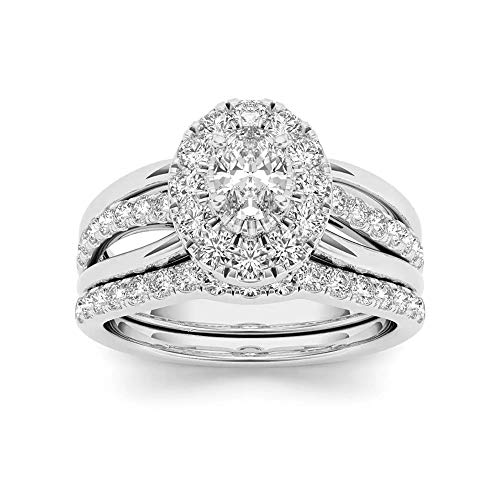 Oval Shaped Moissanite Wedding Set for Women 10K 14K 18K Solid Gold Halo Bridal Sets Wedding Rings for for Anniversary Valentine’s Day3