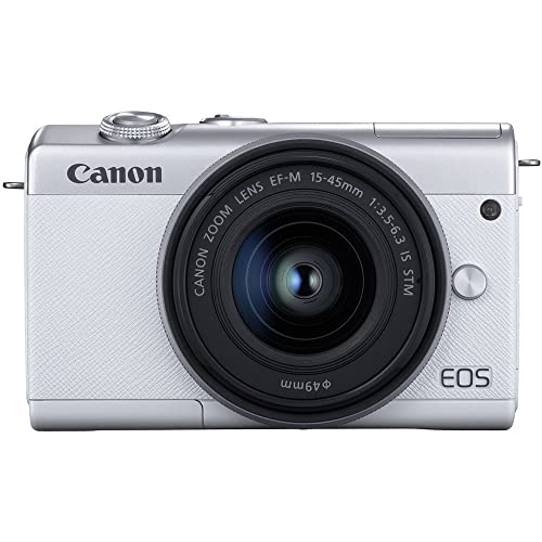 Canon Eos M200 Mirrorless Digital Camera With 15-45Mm Lens (White) (3700C009) + 64Gb Card + Case + Filter Kit + Corel Photo Software + 2 X Lpe12 Battery + External Charger + More (Renewed) #TOP3