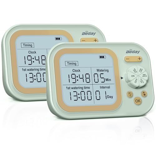 Automatic Plant Waterer Self Watering System Indoor for 15 Potted Plants Pack of 2, Auto Drip Irrigation Kit Programmable Water Timer w Smart Humidity Detection, Green