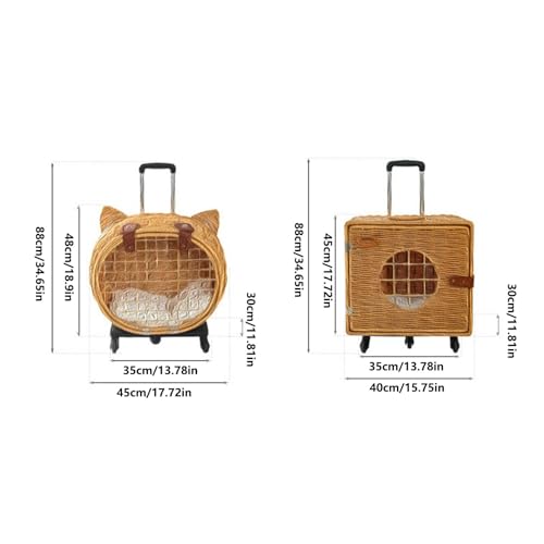 Bagage pour animaux chic en imitation rotin avec tapis douillet et roulettes - 2