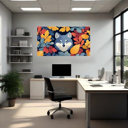Vinilo pared de lobos y hojas autoadhesivo de 100x70 cm para decoración de salón 4