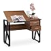 Produktbild Relaxdays Schreibtisch neigbar, verstellbare Arbeitsfläche, Laptoptisch oder Zeichentisch, HBT 75x110x55cm, Holzoptik