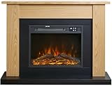 Sureflame Banbury Electric Fireplace Suite – Oak & Black 43-Inch Design, Remote Control, LED Flame Effect, Programmable Timer & Thermostat