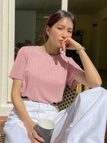 Image of GRECIILOOKS Women's Poly Cotton Regular Fit Crop Top, Loose Fit Oversized Shirts & Stylish Korean Tank Tops for Summer Wear (Available in Plus Size)