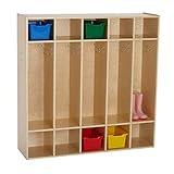 ECR4Kids Birch Streamline Classroom Locker - Hardwood Coat & Backpack Storage for Kids - 5-Section,...