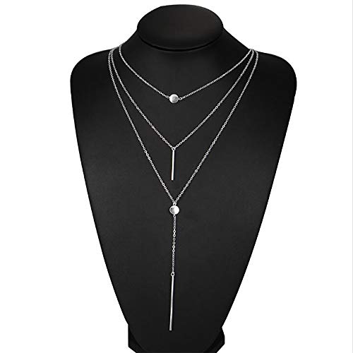 Preisvergleich Produktbild Anglacesmade Bohemia Layered Choker Halskette Stick Bar Halskette Scheibe Halskette Münze Halskette Gold Bar Disc Anhänger Halskette für Damen und Mädchen