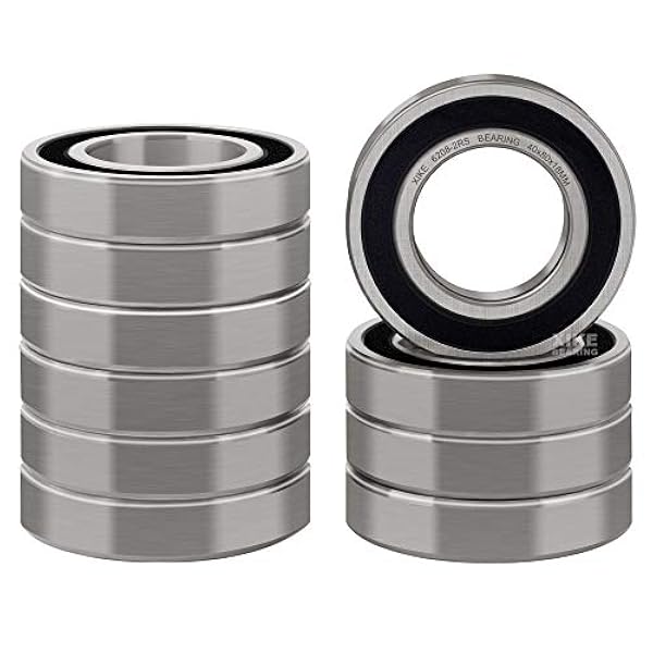 XiKe 10 unid. 6208-2RS Rodamiento de bolas sellado 40x80x18mm, Prelubricado/Acero cromado/Junta de goma, 6208RS Cojinetes de bolas de ranura profunda.