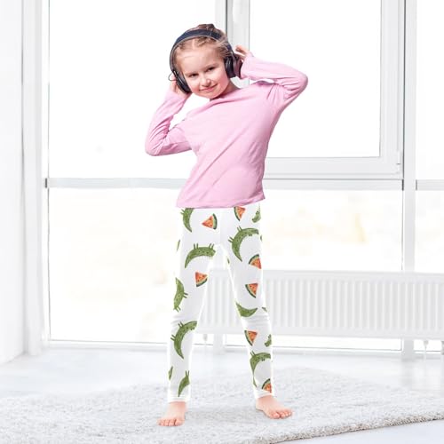 Green Alligator Girls Leggings,Workout Leggings for Girls Toddler Athletic Legging Size for 3-10T4