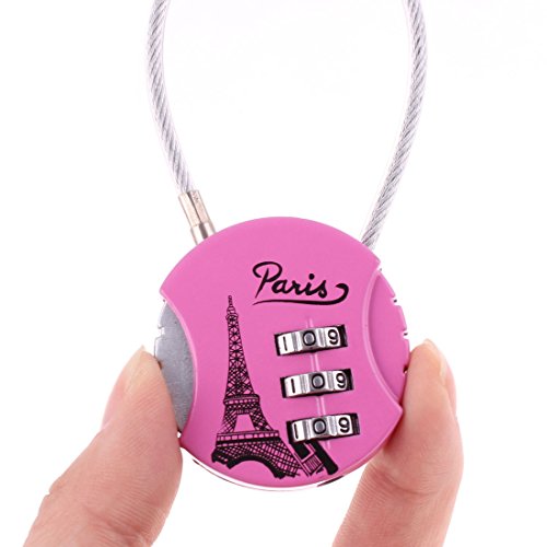 Image of Aexit Luggage Round Padlocks & Hasps Shaped Mini Backpack Lock Combination Padlock 3 Digits Combination Padlocks Number Burgundy